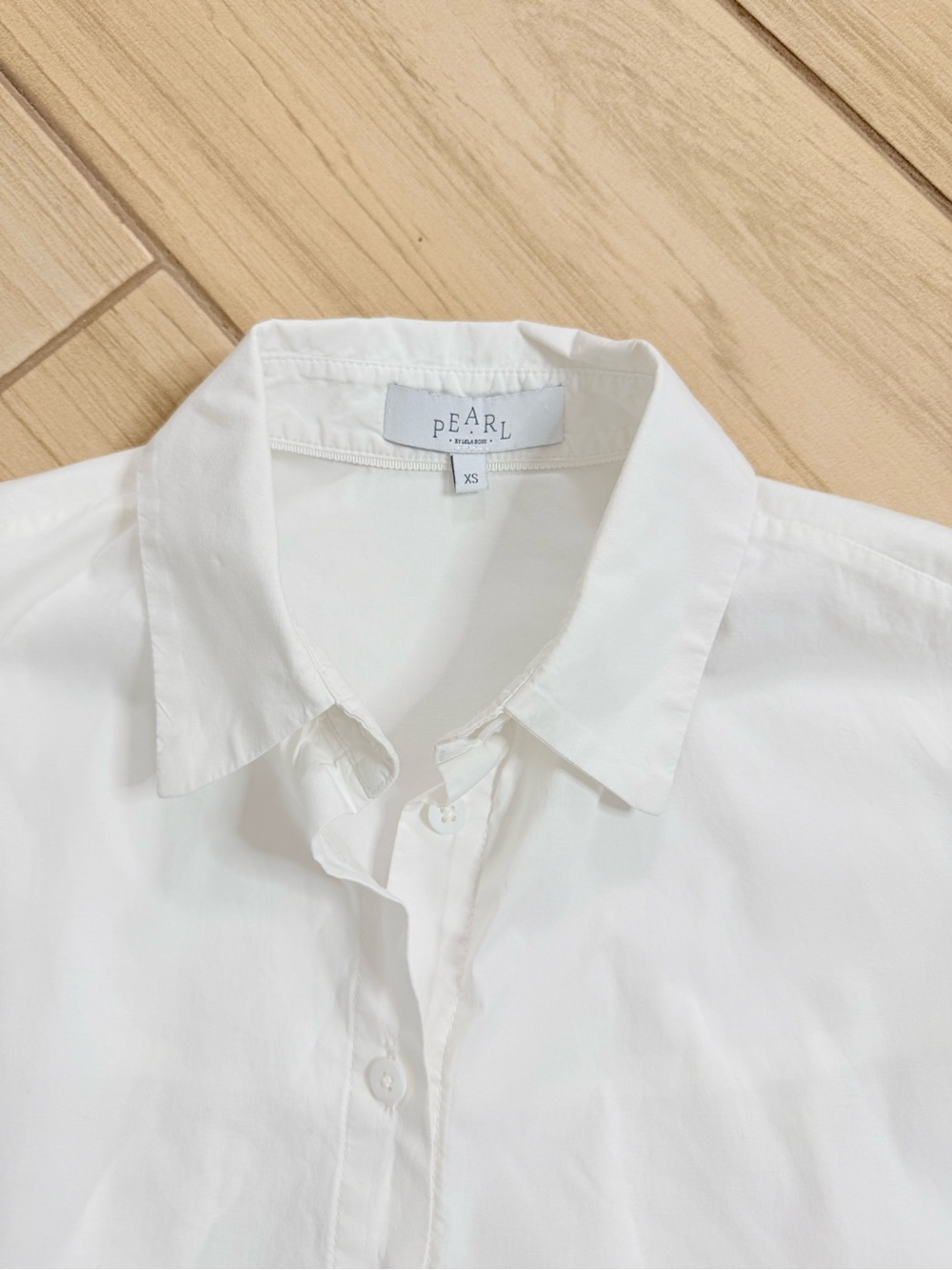 Pearl by Lela Rose White Button Down Shirt Blouse Poplin Short Sleeve Size XS - Picture 3 of 8